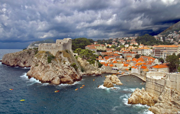 Картинка города дубровник хорватия море дома