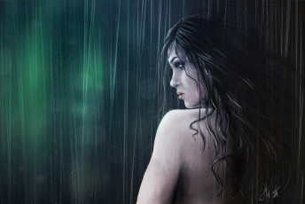 Картинка фэнтези девушки обнаженная девушка отчаяние дождь