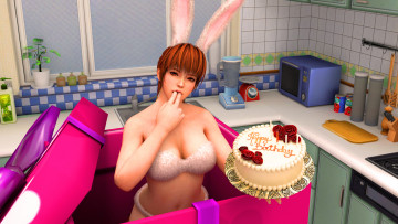 Картинка 3д+графика аниме+ anime девушка взгляд торт праздник