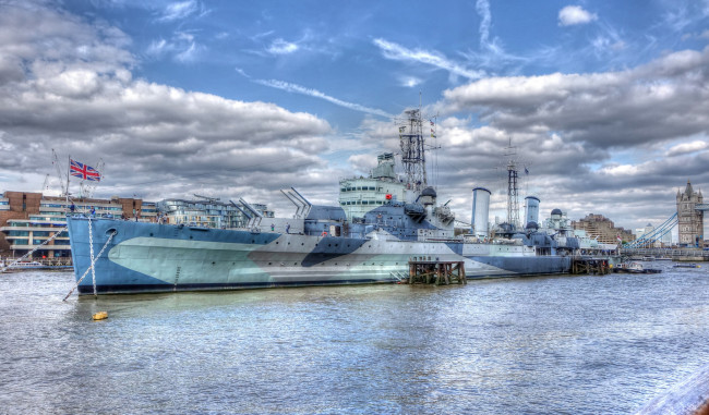 Обои картинки фото hms belfast, корабли, крейсеры,  линкоры,  эсминцы, британский, лёгкий, крейсер