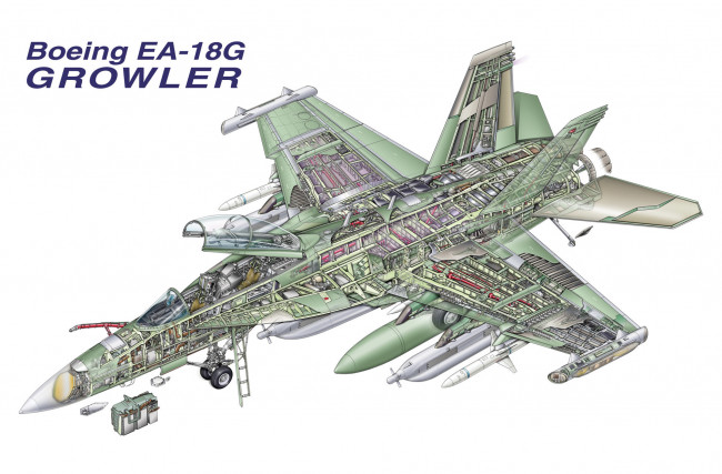 Обои картинки фото авиация, 3д, рисованые, v-graphic, палубный, гроулер, growler, boeing, ea-18, самолёт