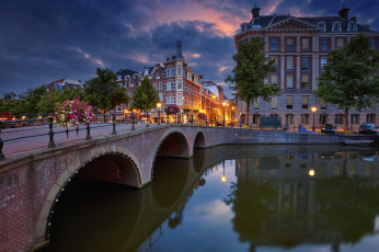 обоя amsterdam, города, амстердам , нидерланды, мост, канал