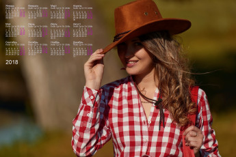 обоя календари, девушки, шляпа, улыбка