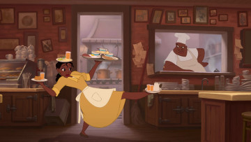 Картинка мультфильмы the+princess+and+the+frog девушка картины посуда поднос мужчина