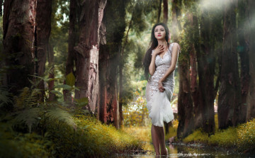 Картинка девушки -unsort+ брюнетки темноволосые природа девушка лес