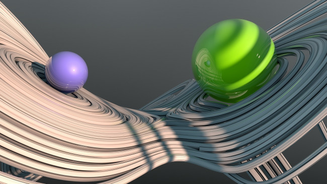 Обои картинки фото 3д графика, шары , balls, спирали, волны, шары