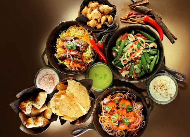Обои картинки фото еда, разное, индийская, кухня, овощи, мясо