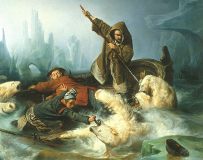 Картинка рисованные francois auguste biard francois-auguste охота на белых медведей