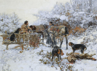 Картинка рисованные jaroslav friedrich vesin зимняя охота