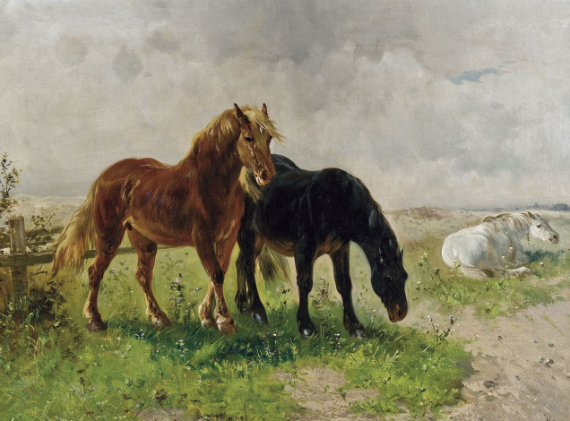 Обои картинки фото рисованные, henry, schouten, лошади