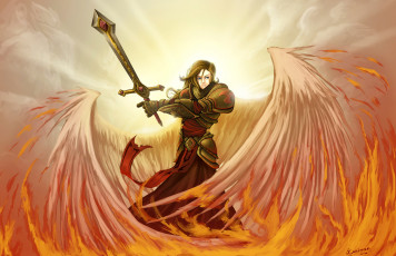 Картинка фэнтези ангелы меч крылья