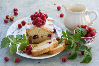 Картинка еда пирожные +кексы +печенье ягоды малина выпечка кекс листья десерт глазурь