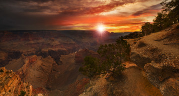 Картинка природа восходы закаты закат лучи солнце grand canyon сша аризона