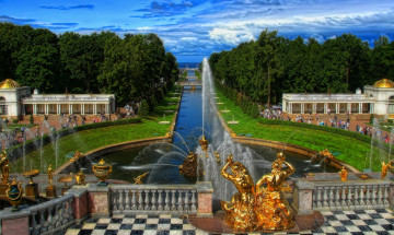 Картинка города санкт-петербург +петергоф+ россия фонтан