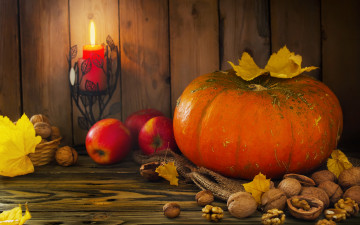 обоя еда, фрукты и овощи вместе, autumn, harvest, still, life, fruits, leaves, pumpkin, nuts, осень, дистья, урожай, тыква