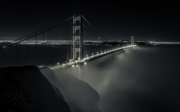 Картинка города -+мосты огни туман мост калифорния california bay bridge сан-франциско san francisco