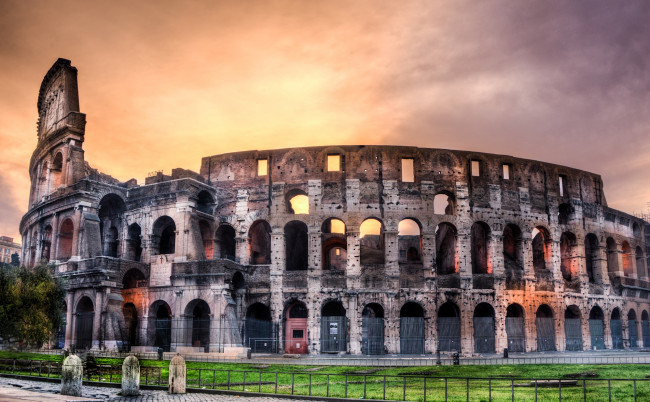 Обои картинки фото colosseum- sunrise , roma, города, рим,  ватикан , италия, колизей, античность