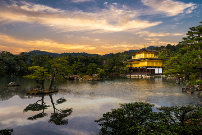 Обои картинки фото golden pavilion, города, - буддийские и другие храмы, пагода, водоем, парк