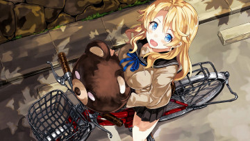 Картинка аниме оружие +техника +технологии seifuku big oppai bike bear girl kuma by sanoboss bishojo kawaii japanese asian pretty