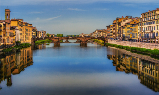 Обои картинки фото florence, города, флоренция , италия, река, мост