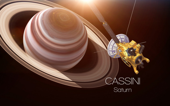 Обои картинки фото космос, сатурн, saturn, satellite, cassini