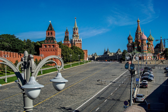 Обои картинки фото москва, города, москва , россия, блаженного, василия, собор, город, кремль
