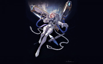 Картинка аниме оружие +техника +технологии девушка планета