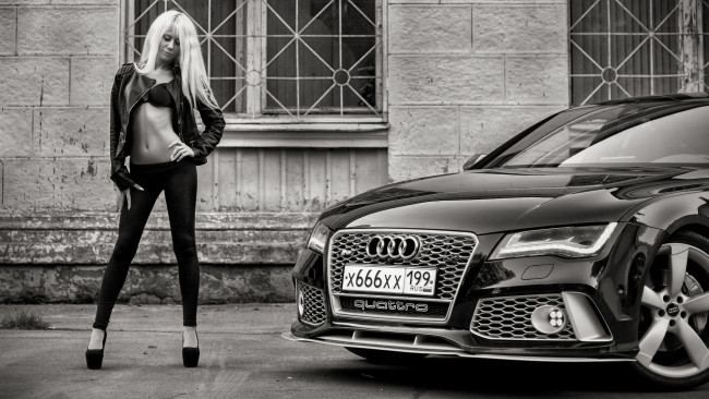 Обои картинки фото автомобили, -авто с девушками, audi, a7, sportback, красивая, девушка