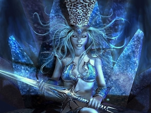 Картинка 3д графика fantasy фантазия девушка меч