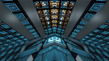 Картинка 3д графика fractal фракталы фон голубой абстракция