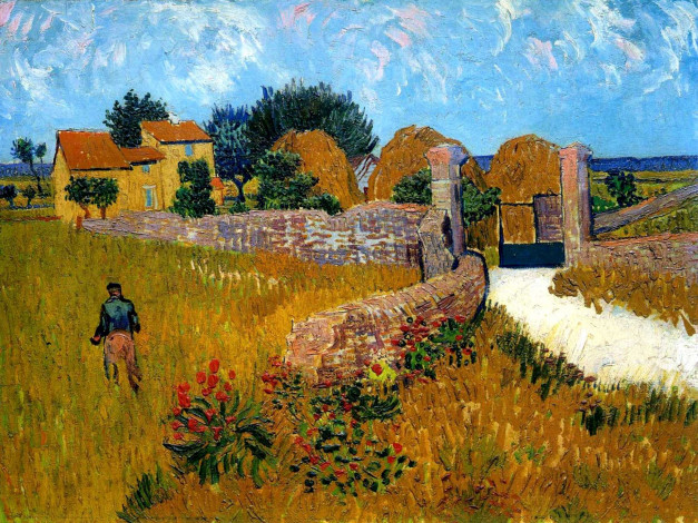 Обои картинки фото vincent, willem, van, gogh, фермерский, дом, прованс, рисованные