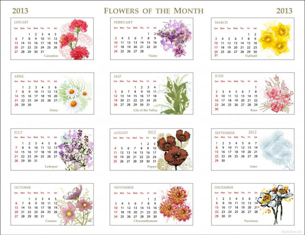 Обои картинки фото календари, рисованные, векторная, графика, календарь, 2013
