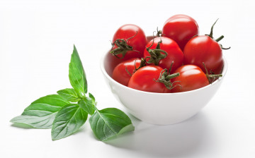 Картинка еда помидоры миска листики