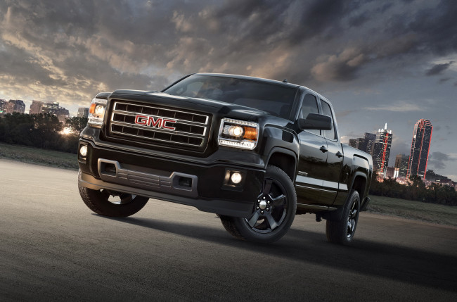 Обои картинки фото 2015 gmc sierra elevation edition, автомобили, gm-gmc, закат, металлик, тюнинг, черный, elevation, sierra, gmc