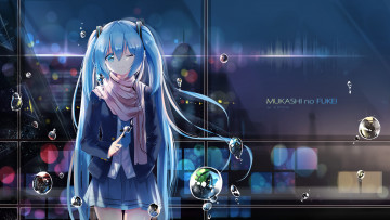 Картинка аниме vocaloid окно арт ночь девушка kuroi asahi hatsune miku жидкость капли
