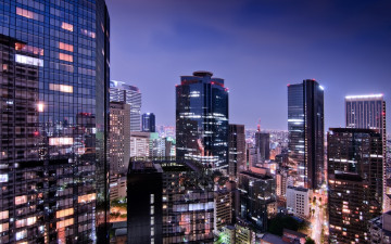 обоя города, токио , Япония, токио, столица, город, дома, здания, огни, вечер, панорама