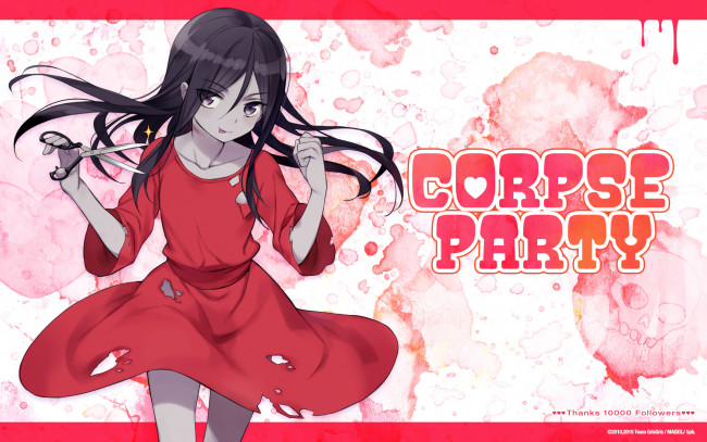 Обои картинки фото corpse party, аниме, unknown,  другое, девушка, арт, shinozaki, sachiko, corpse, party, ножницы