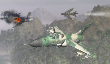 Картинка 3д+графика армия+ military самолеты полет горы