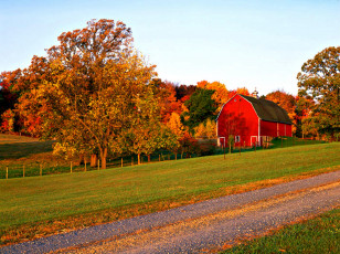 Картинка природа дороги дом шоссе осень