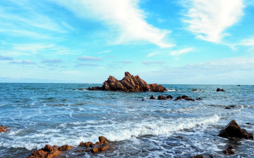Картинка природа побережье волны скалы
