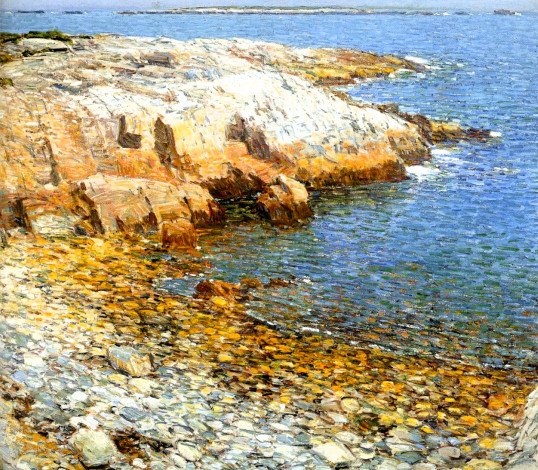 Обои картинки фото рисованное, frederick childe hassam, берег, море, камни