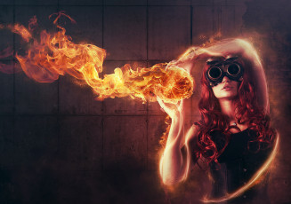 Картинка разное компьютерный дизайн девушка пламя огонь
