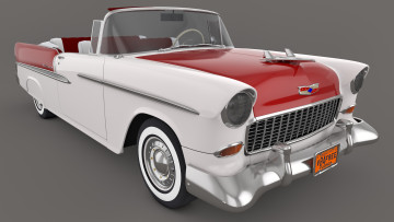 обоя автомобили, 3д, bel, chevrolet, convertible, air, 1955