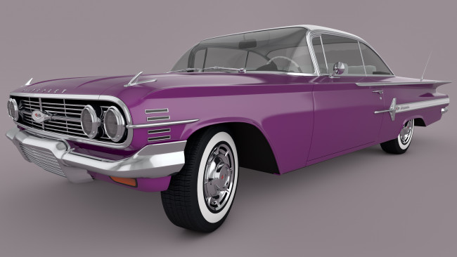 Обои картинки фото автомобили, 3д, 1960, chevrolet, impala