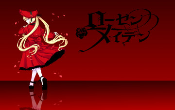 Картинка аниме rozen+maiden арт красный фон orbg shinku rozen maiden девочка