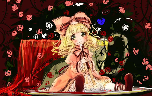 Обои картинки фото аниме, rozen maiden, девочка, арт, abe, kanari, hina, ichigo, rozen, maiden
