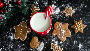 Картинка праздничные угощения печенье молоко