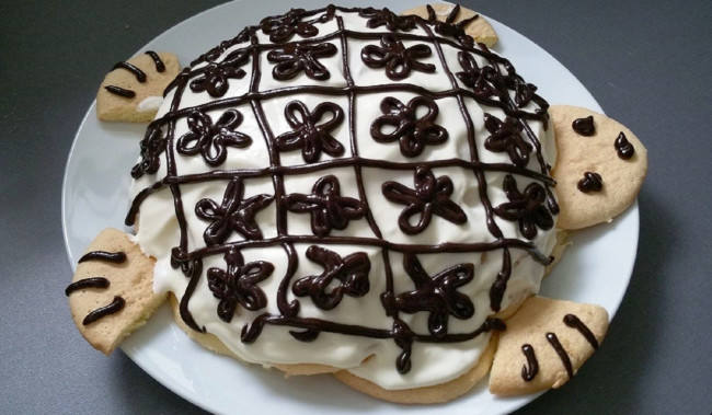Обои картинки фото торт Черепаха со сметанным кремом, еда, торты, торт