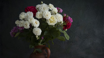 Картинка цветы розы ваза букет