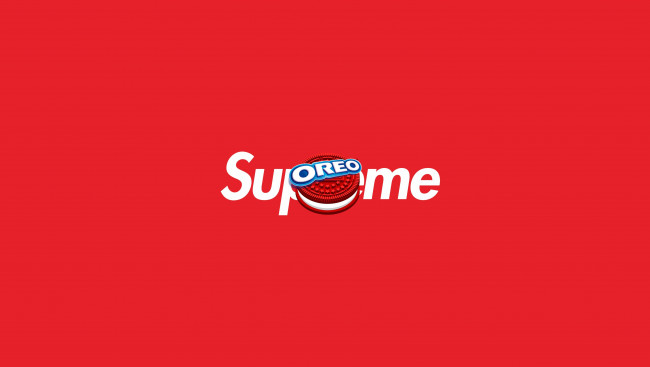 Обои картинки фото бренды, - другое, печенье, supreme, oreo, красный, фон, бренд